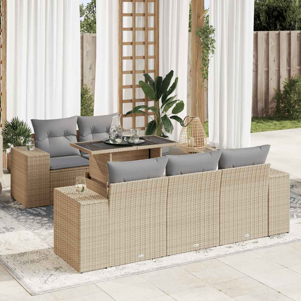 vidaXL 6-Piece Lounge Set with Cushions Poly Rattan Black