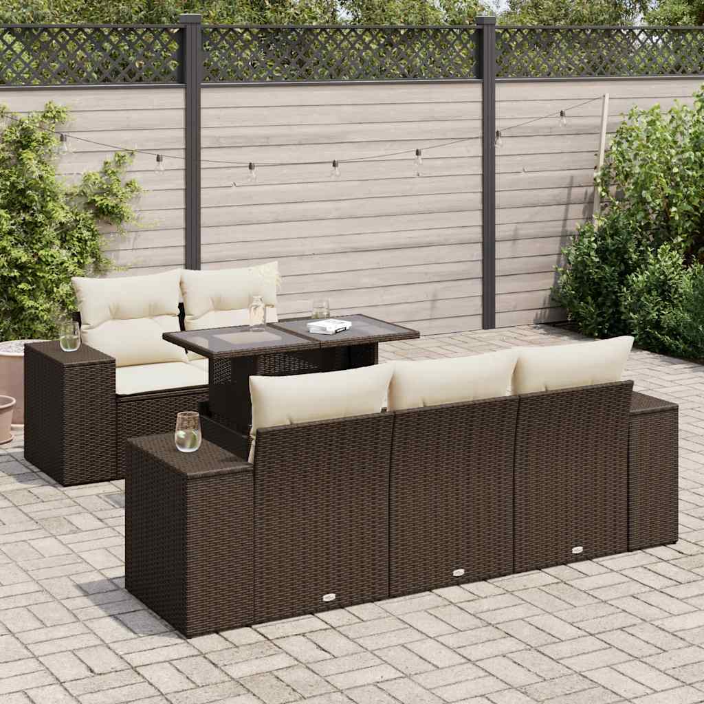 vidaXL 6-Piece Lounge Set with Cushions Poly Rattan Black