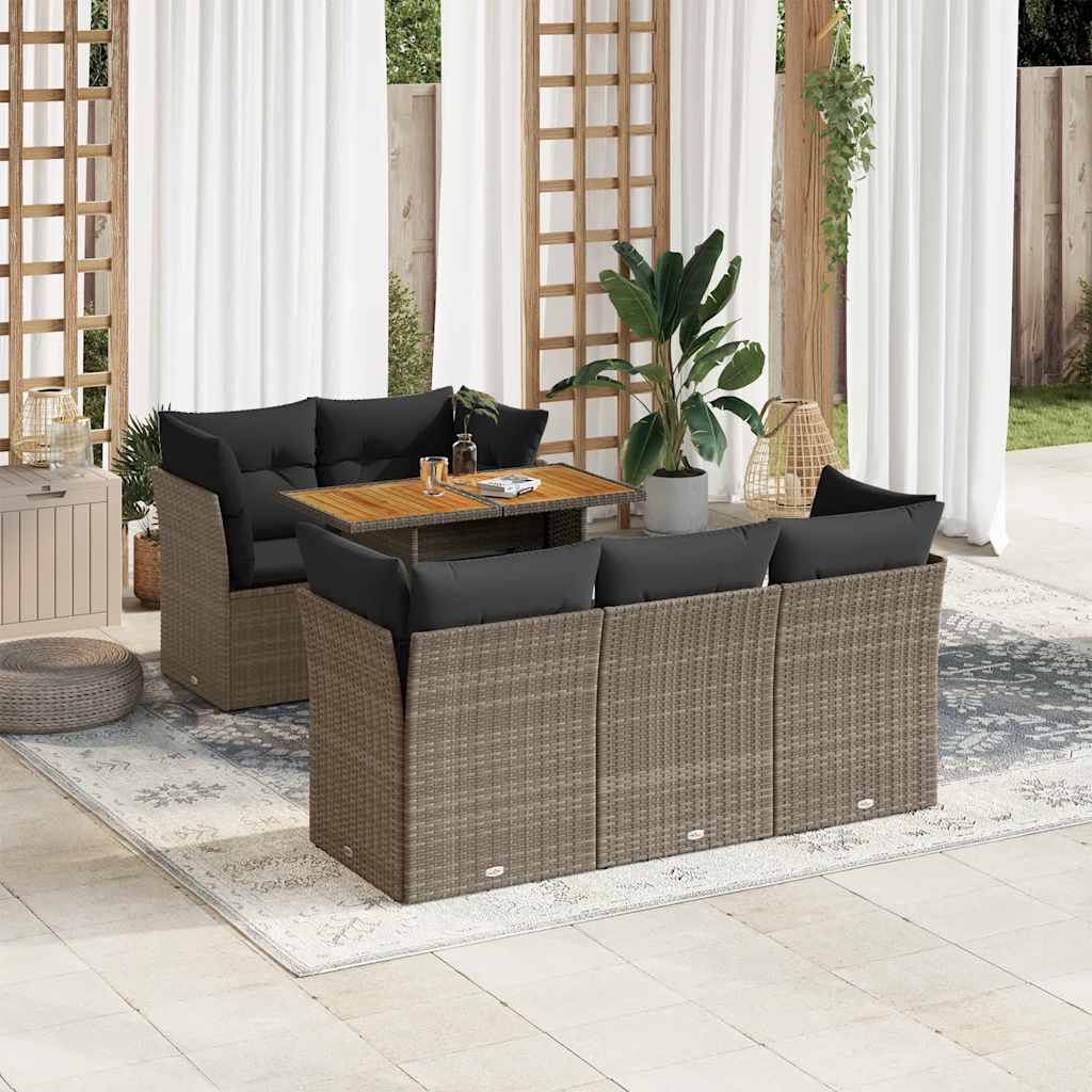 vidaXL 6-Piece Lounge Set with Cushions Poly Rattan Black