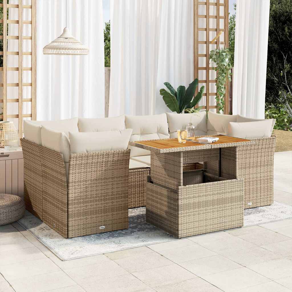 vidaXL 7-delige Loungeset met kussens poly rattan zwart