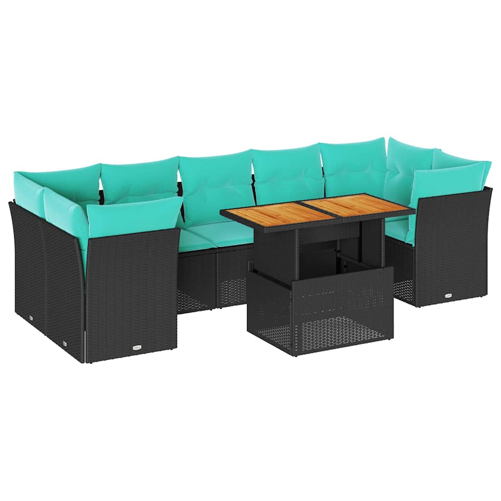vidaXL 8-Piece Lounge Set with Cushions Poly Rattan Grey