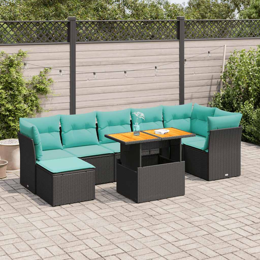 vidaXL 8-delige Loungeset met kussens poly rattan grijs