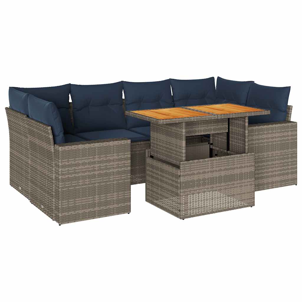 vidaXL 7-Piece Lounge Set with Cushions Poly Rattan Black