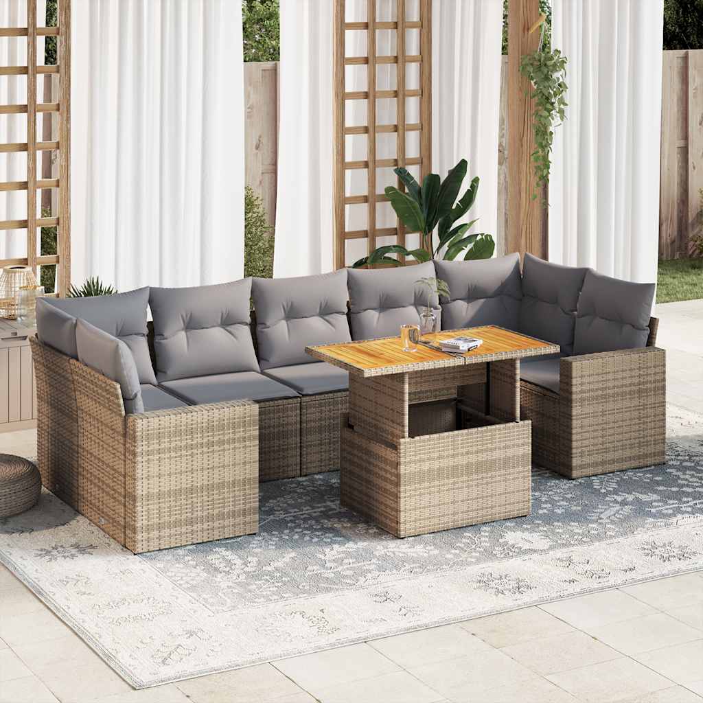 vidaXL 8-piece Lounge Set with Cushions Poly Rattan Black