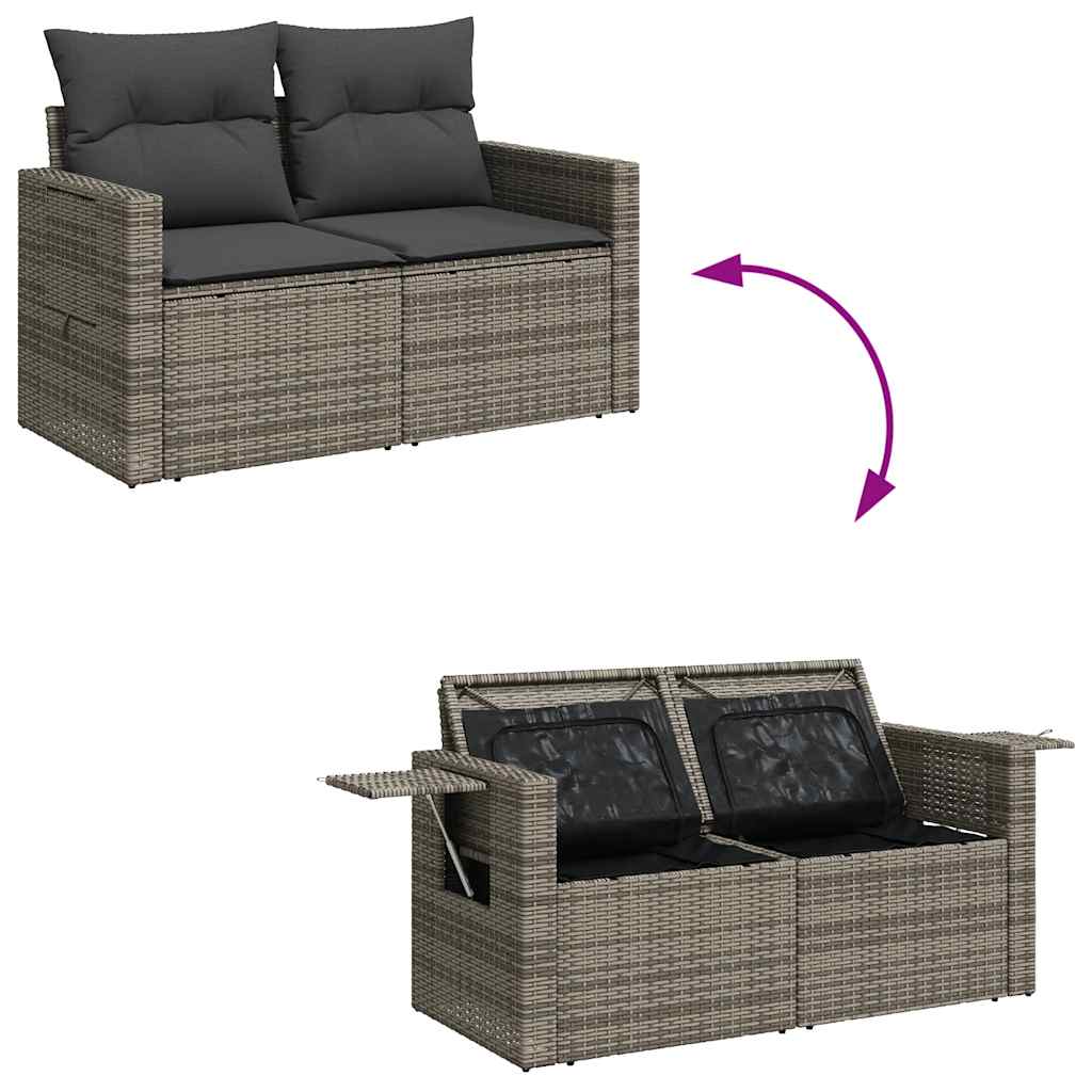 vidaXL 7-Piece Lounge Set with Cushions Poly Rattan Black