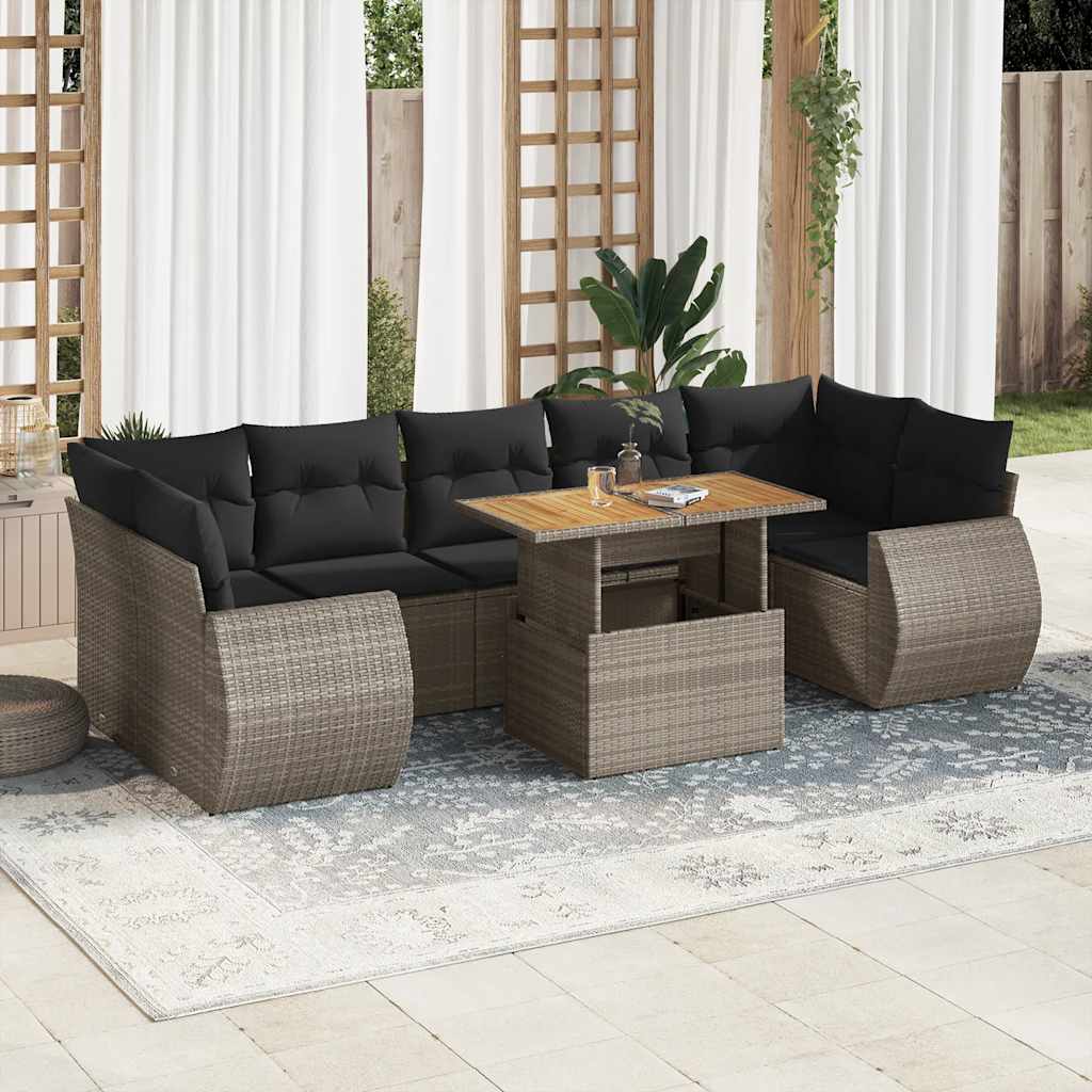 vidaXL 8-delige Loungeset met kussens poly rattan zwart