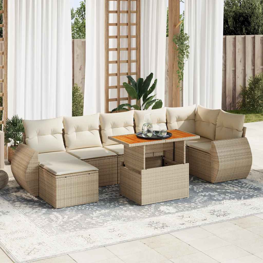 vidaXL 8-delige Loungeset met kussens poly rattan zwart