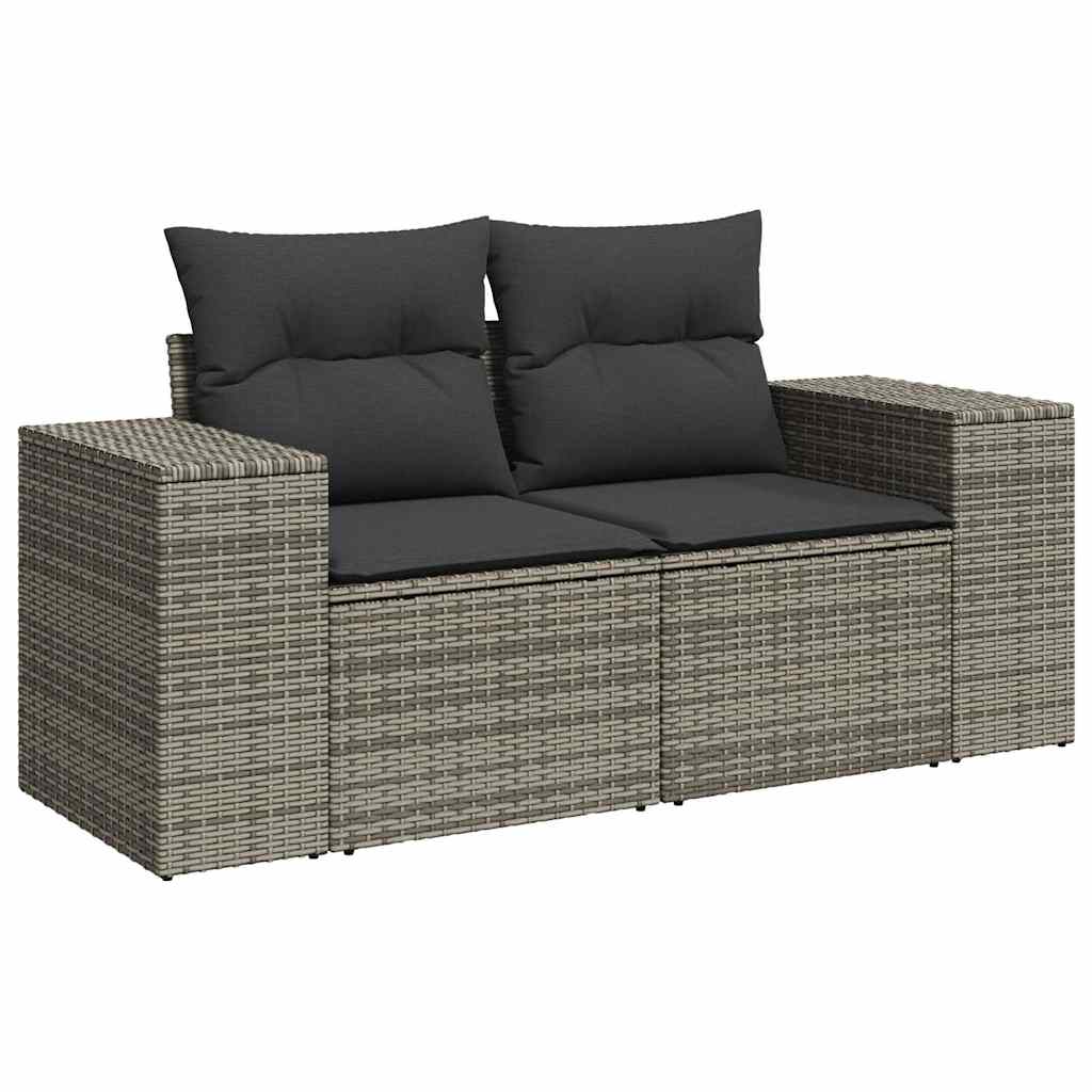 vidaXL 6-delige Loungeset met kussens poly rattan zwart