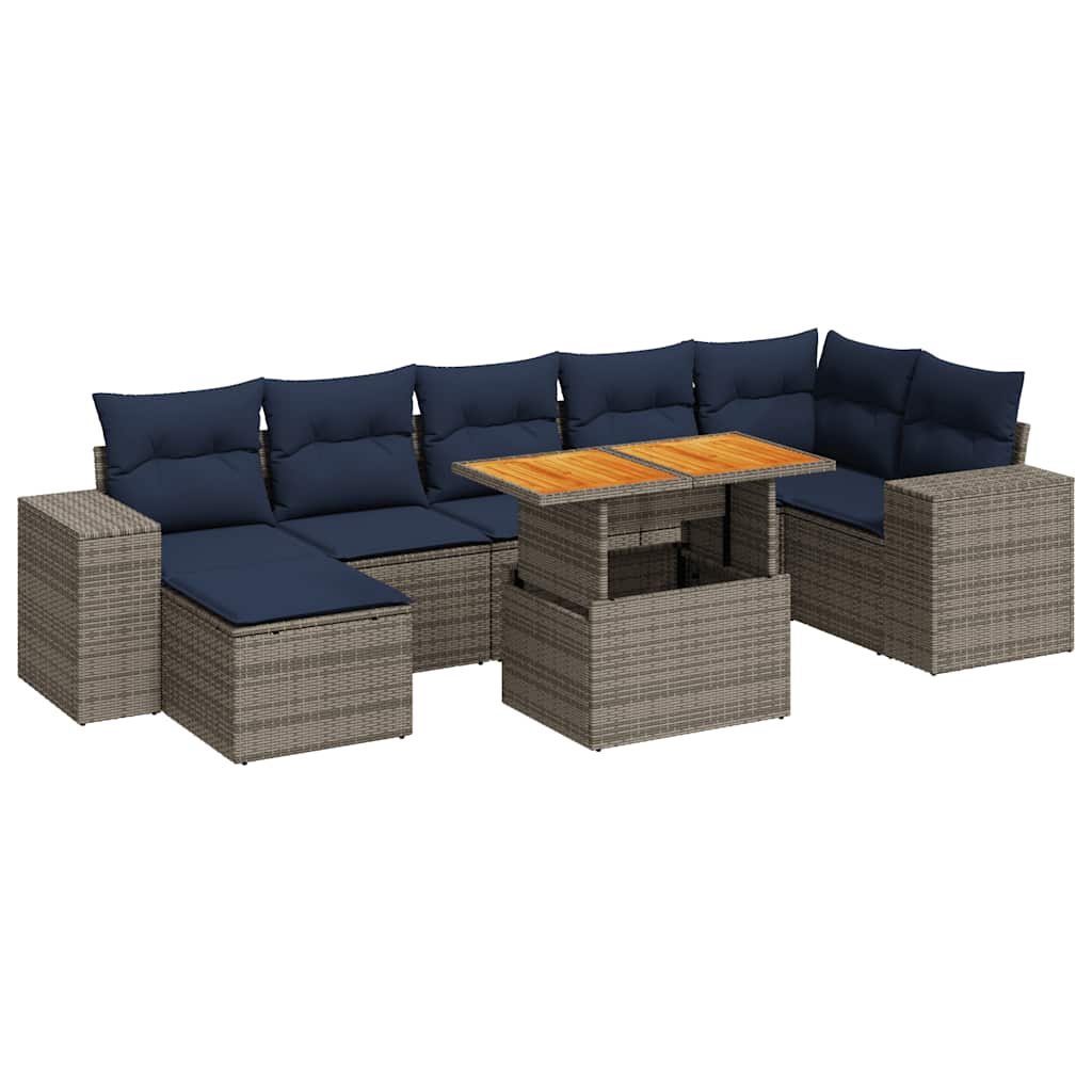 vidaXL 8-delige Loungeset met kussens poly rattan zwart