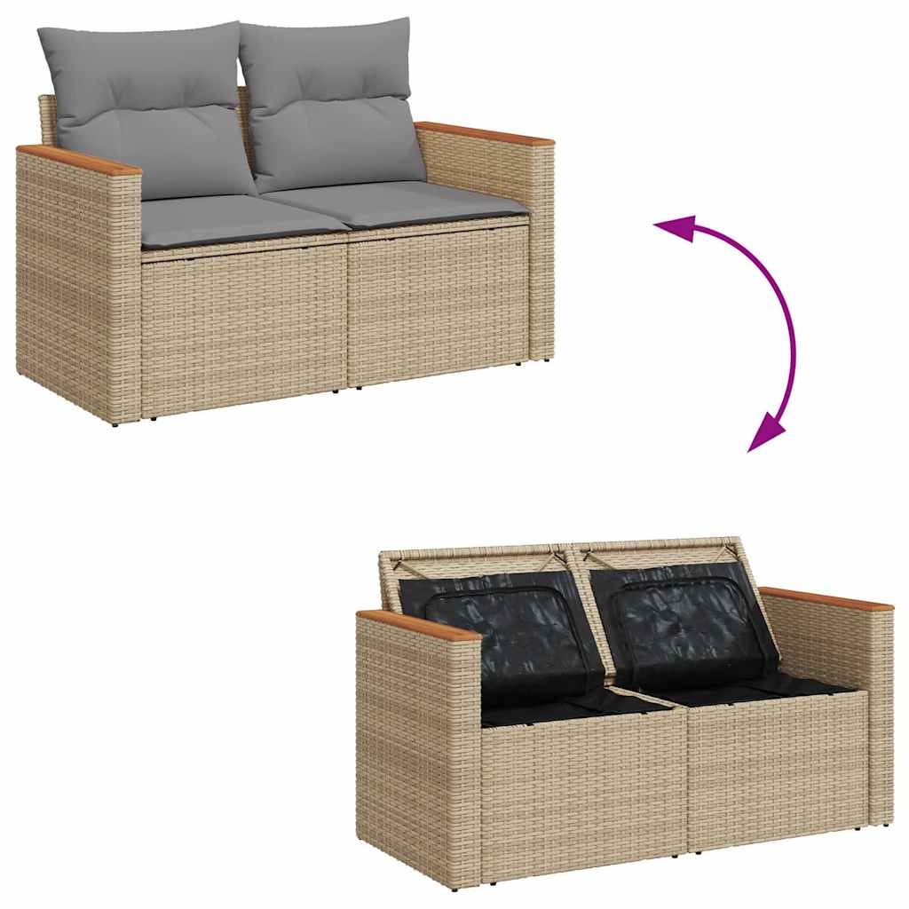 vidaXL 7-delige Loungeset met kussens poly rattan acacia zwart