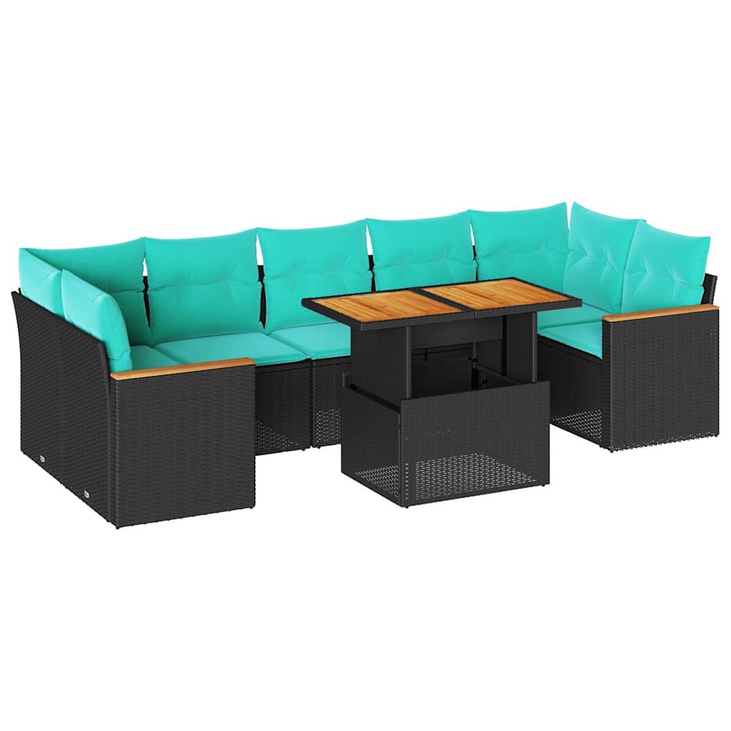 vidaXL 8-delige Loungeset met kussens poly rattan grijs