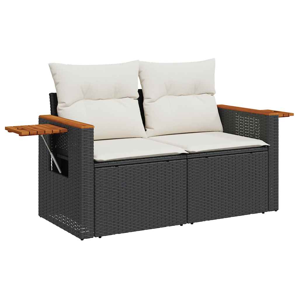 vidaXL 6-delige Loungeset met kussens poly rattan acacia zwart
