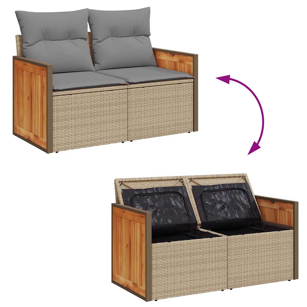 vidaXL 11-delige Loungeset met kussens poly rattan acacia zwart