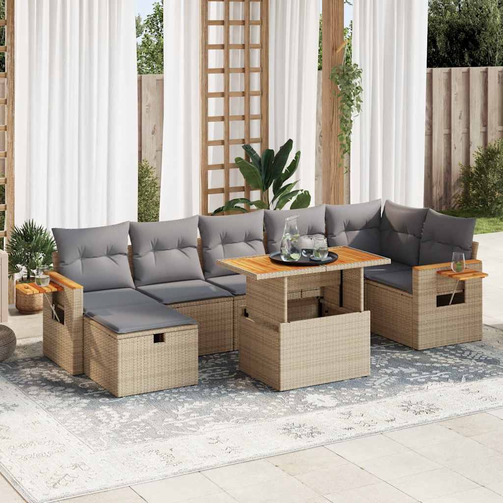 vidaXL 8-piece Lounge Set with Cushions Poly Rattan Black