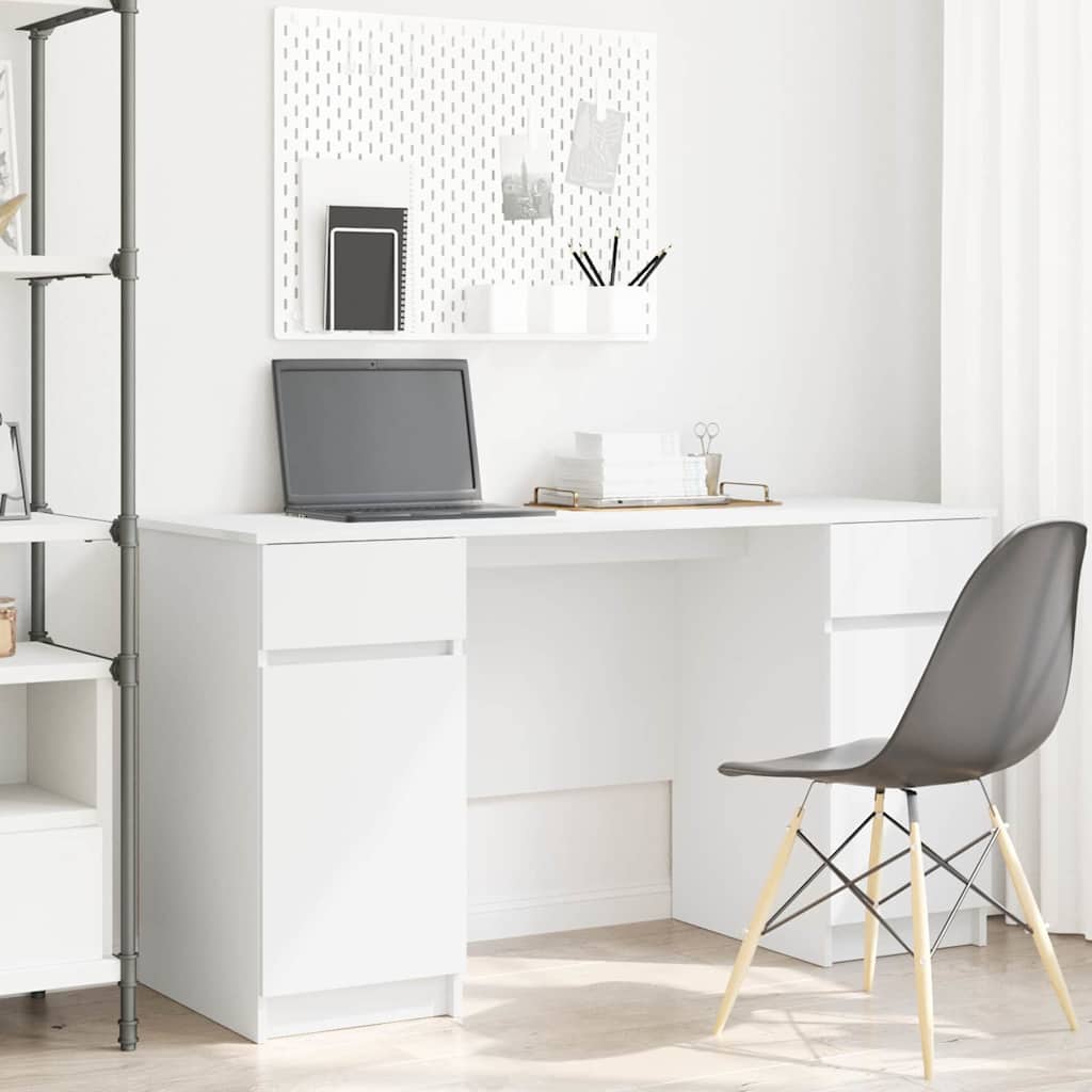 vidaXL Bureau met lade met plank Wit 140 x 49 x 76 cm Bewerkt hout