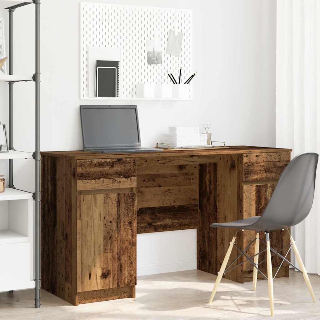 vidaXL Bureau met lade met plank Wit 140 x 49 x 76 cm Bewerkt hout