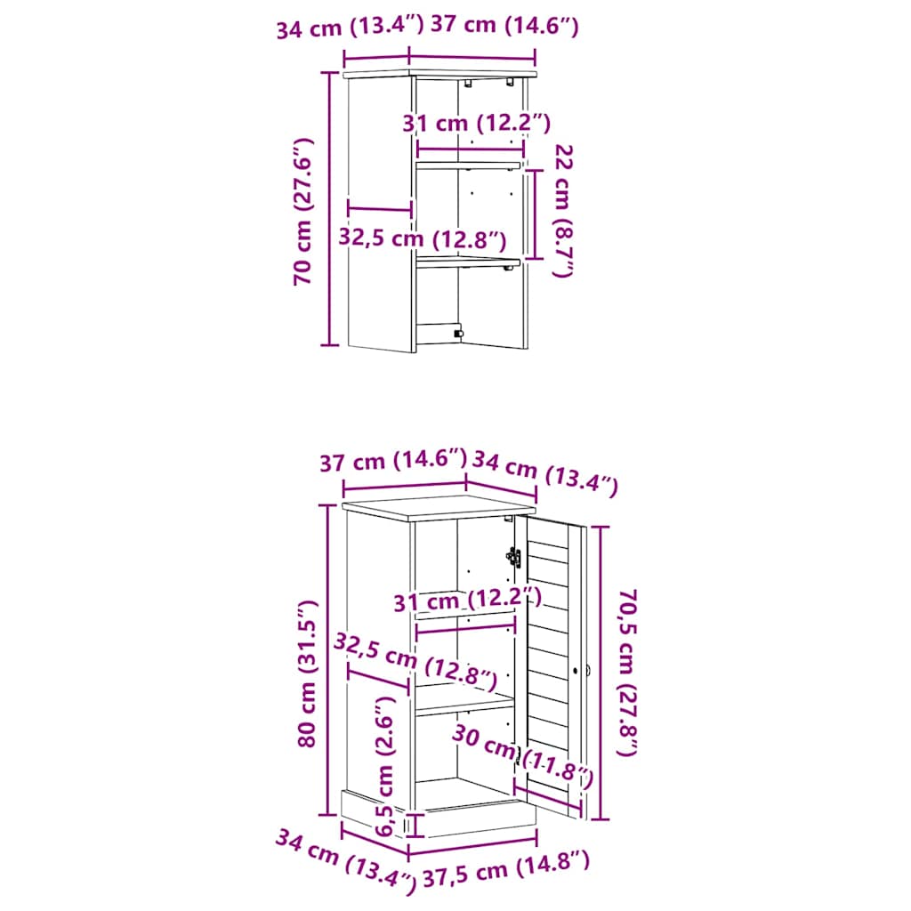 vidaXL Badkamermeubel Set met plank VIGO 2 pcs Bruin en Honingbruin