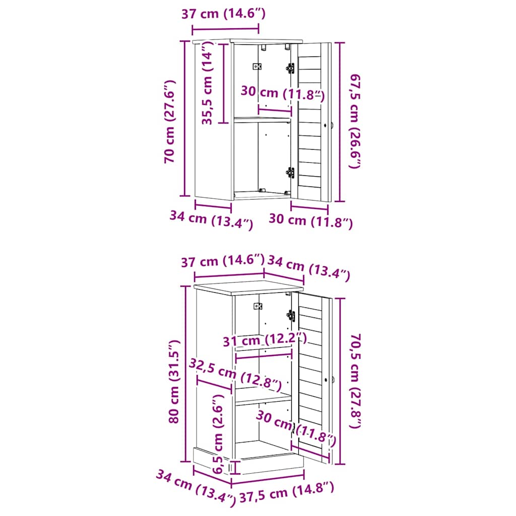 vidaXL Badkamermeubel Set met plank VIGO 2 pcs Bruin en Honingbruin