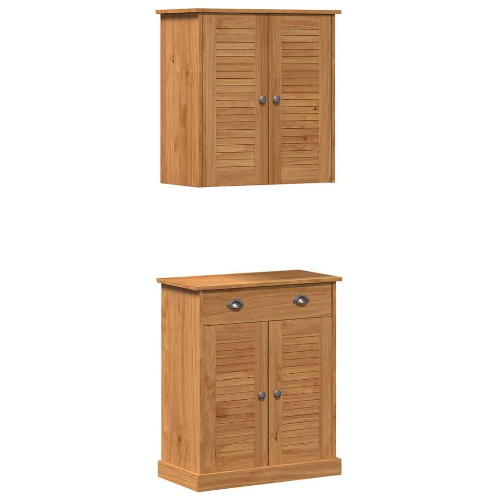 vidaXL Badkamermeubel Set met plank VIGO 2 pcs Bruin en Honingbruin