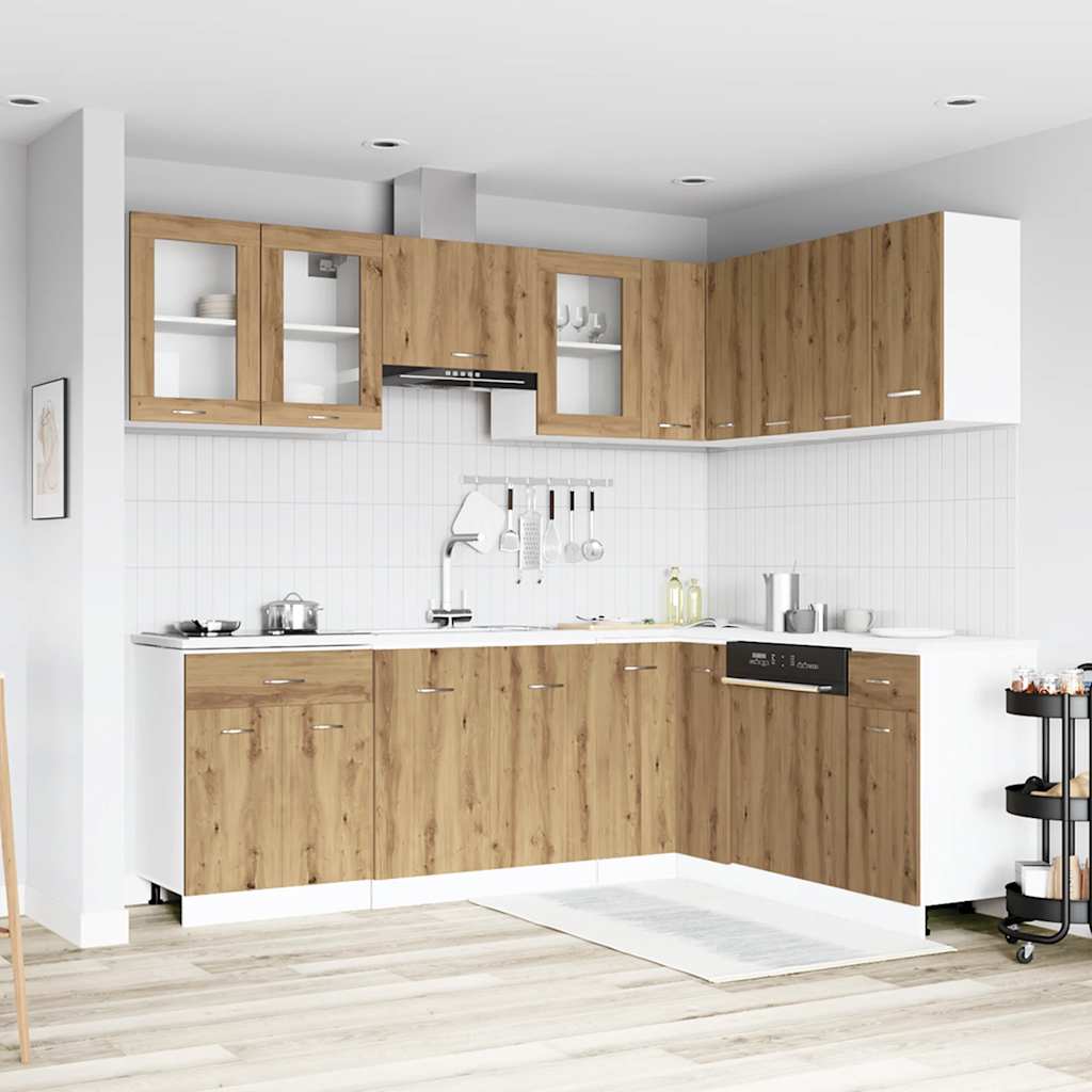 vidaXL 11-Piece Kitchen Cabinet Set Lyon Engineered Wood Old Wood Colour