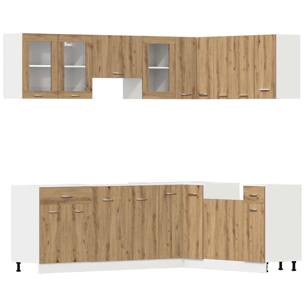 vidaXL 11-Piece Kitchen Cabinet Set Lyon Engineered Wood Old Wood Colour