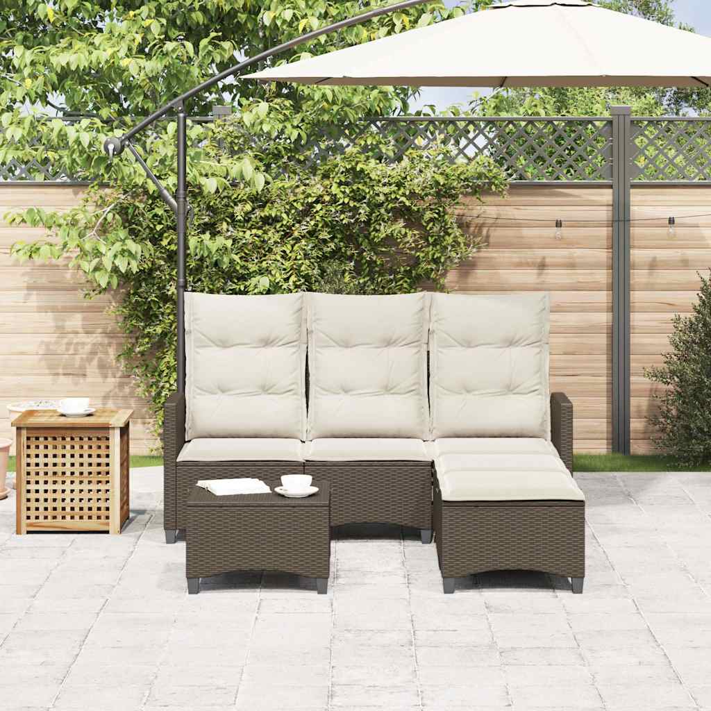 vidaXL 3-delige Tuinbankstel met kussens L-vormig poly rattan zwart