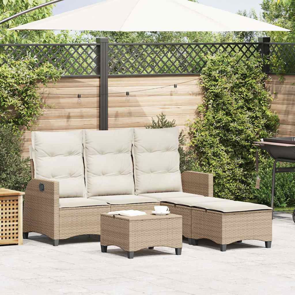 vidaXL 3-delige Tuinbankstel met kussens L-vormig poly rattan zwart