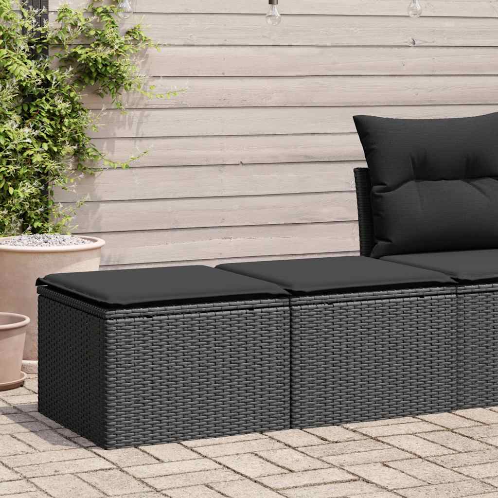 vidaXL 2-piece Lounge Set with Cushions Poly Rattan Acacia Black