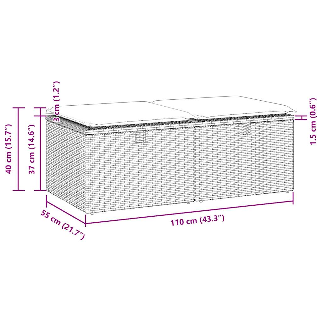 vidaXL 2-delige Loungeset met kussens poly rattan acacia zwart