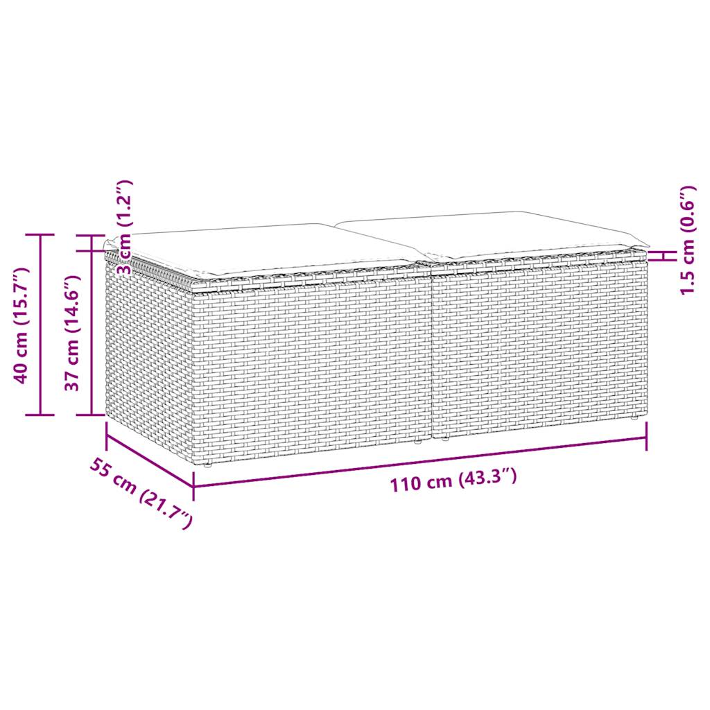 vidaXL 2-delige Loungeset met kussens poly rattan acacia zwart