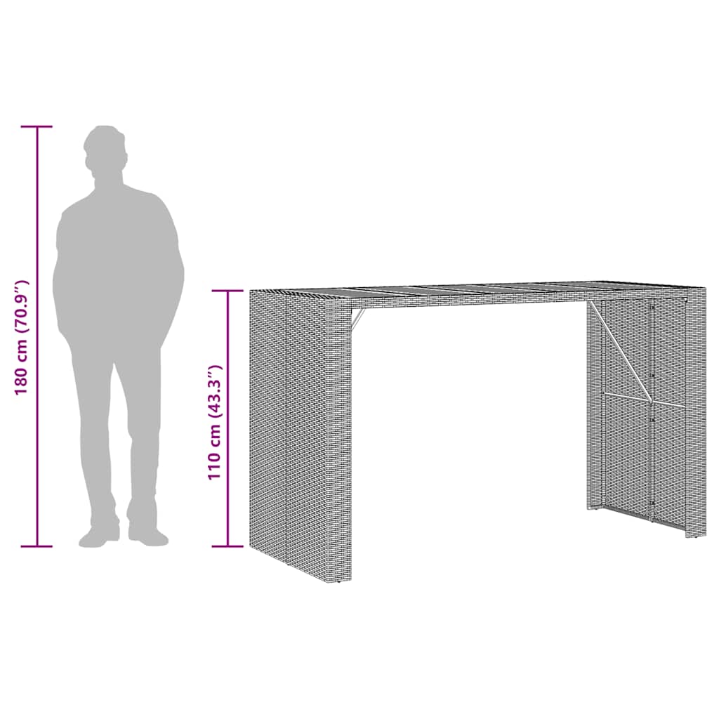 vidaXL 3-delige Tuinbarset zonder kussens poly rattan acacia zwart
