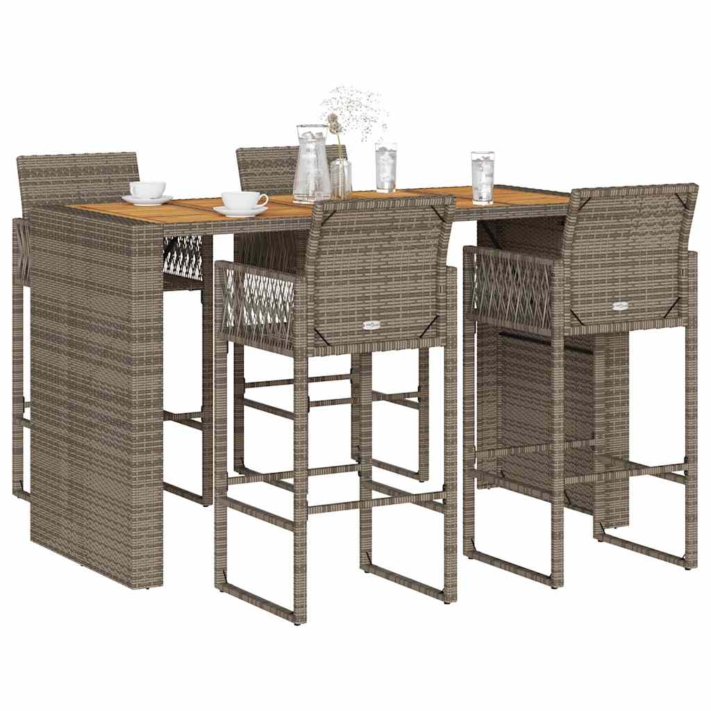vidaXL 3-delige Tuinbarset zonder kussens poly rattan acacia zwart