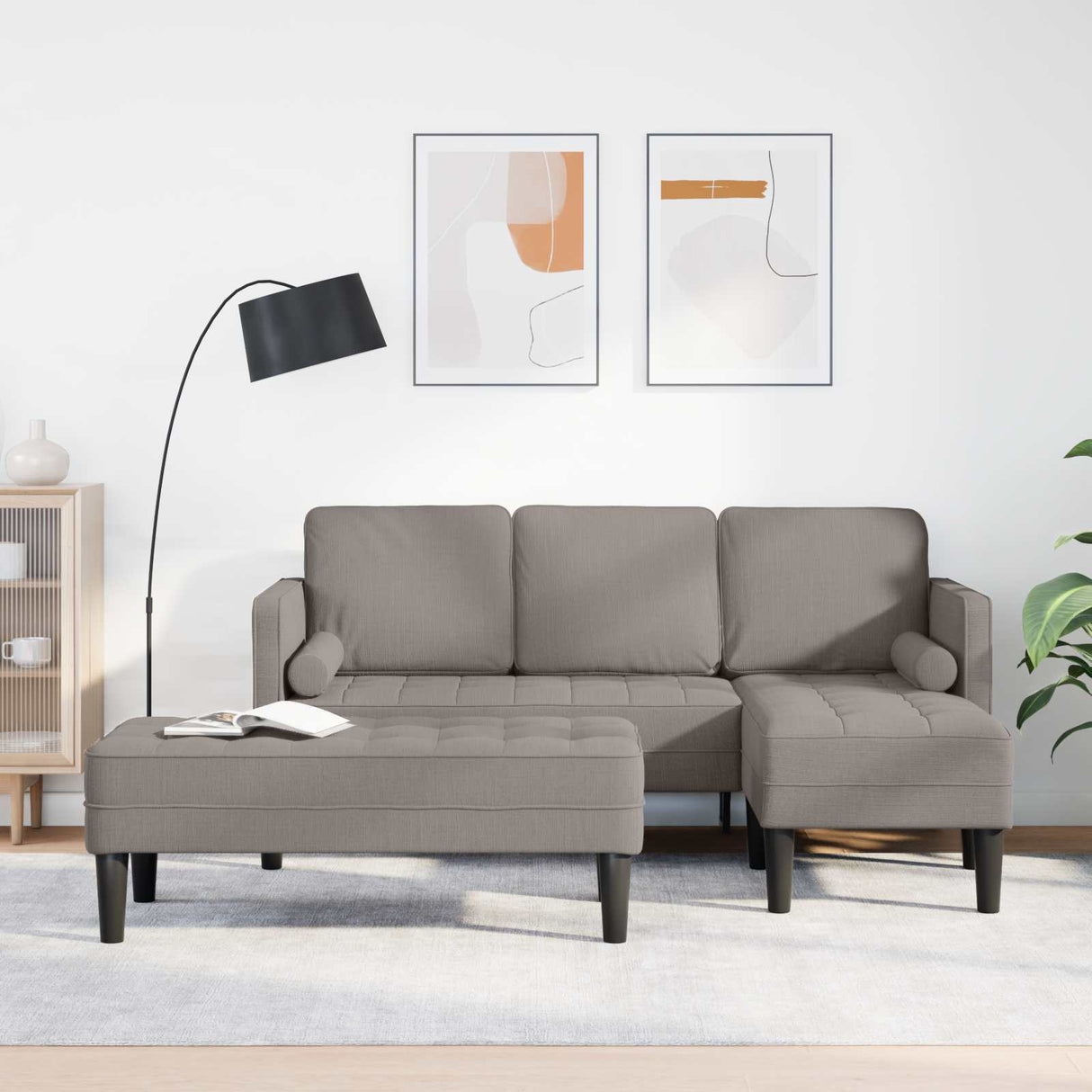 vidaXL Sofa set with cushions 2 pcs Light gray Polyester