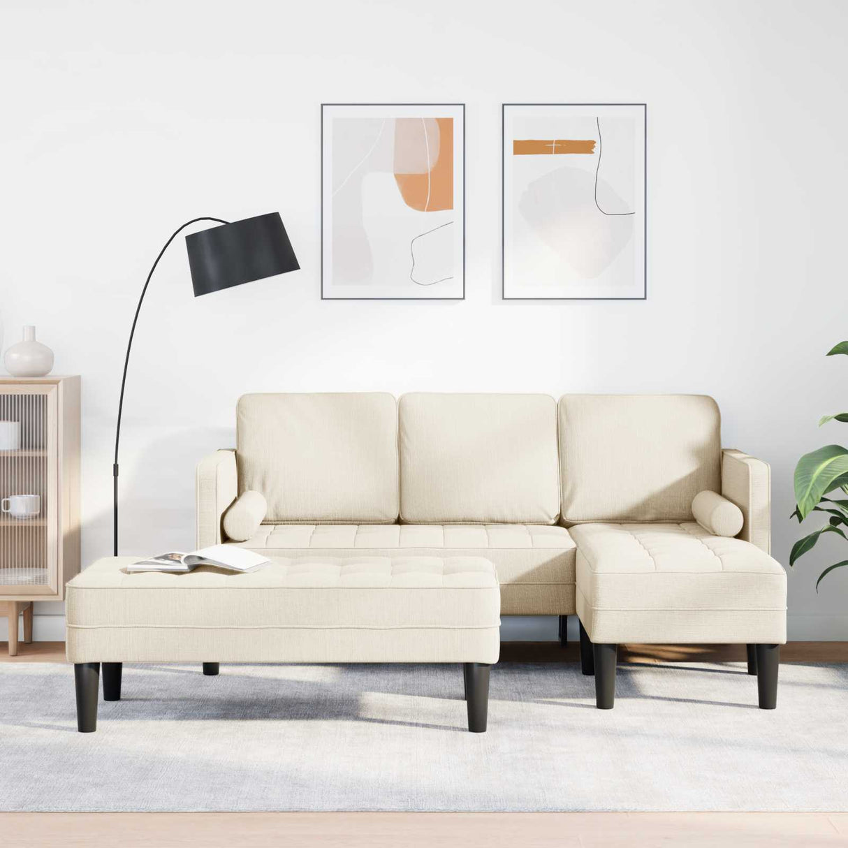 vidaXL Sofa set with cushions 2 pcs Light gray Polyester