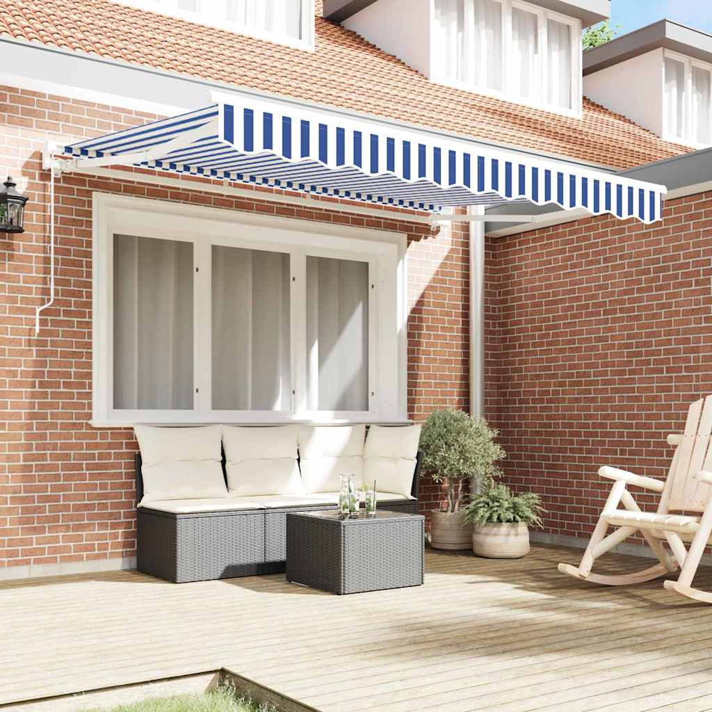 vidaXL Inklapbare Luifel Blauw en Wit 250 x 200 cm Aluminium en Stof