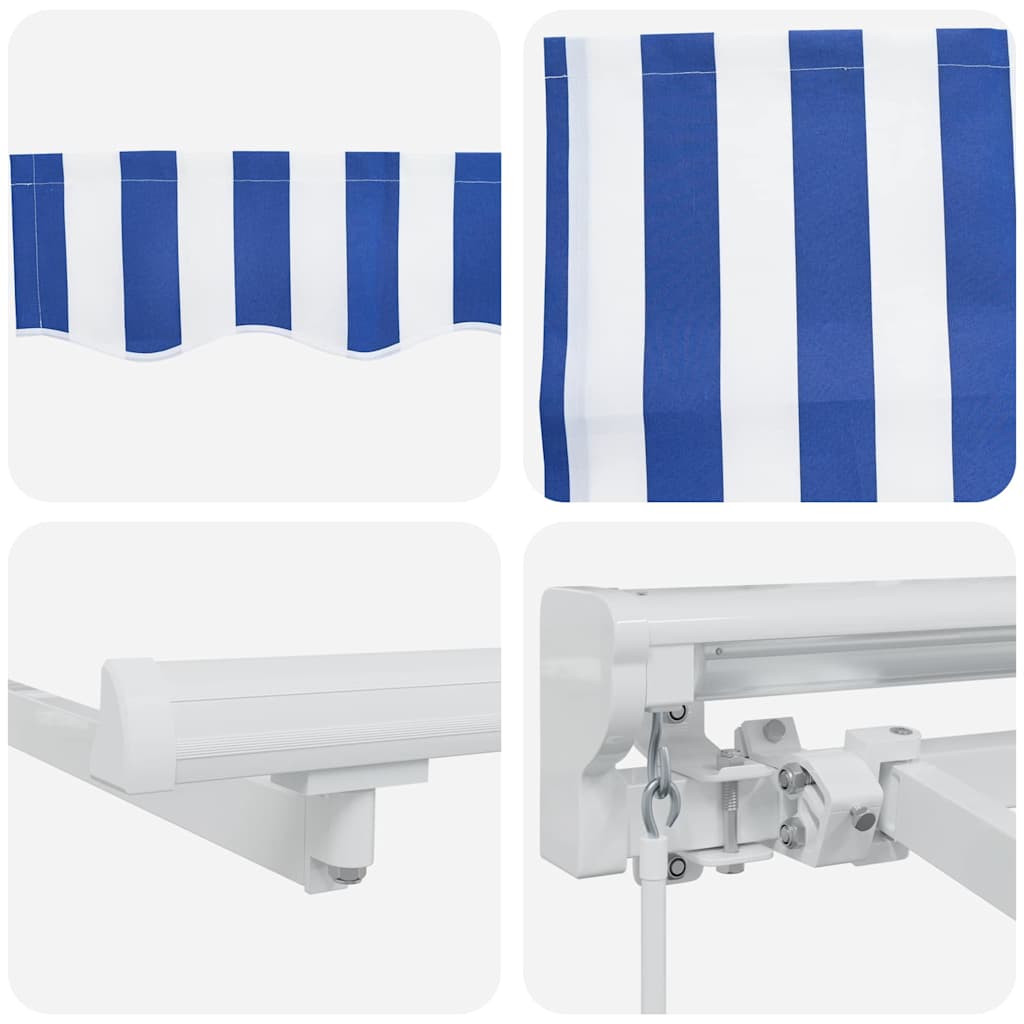 vidaXL Inklapbare Luifel Blauw en Wit 250 x 200 cm Aluminium en Stof