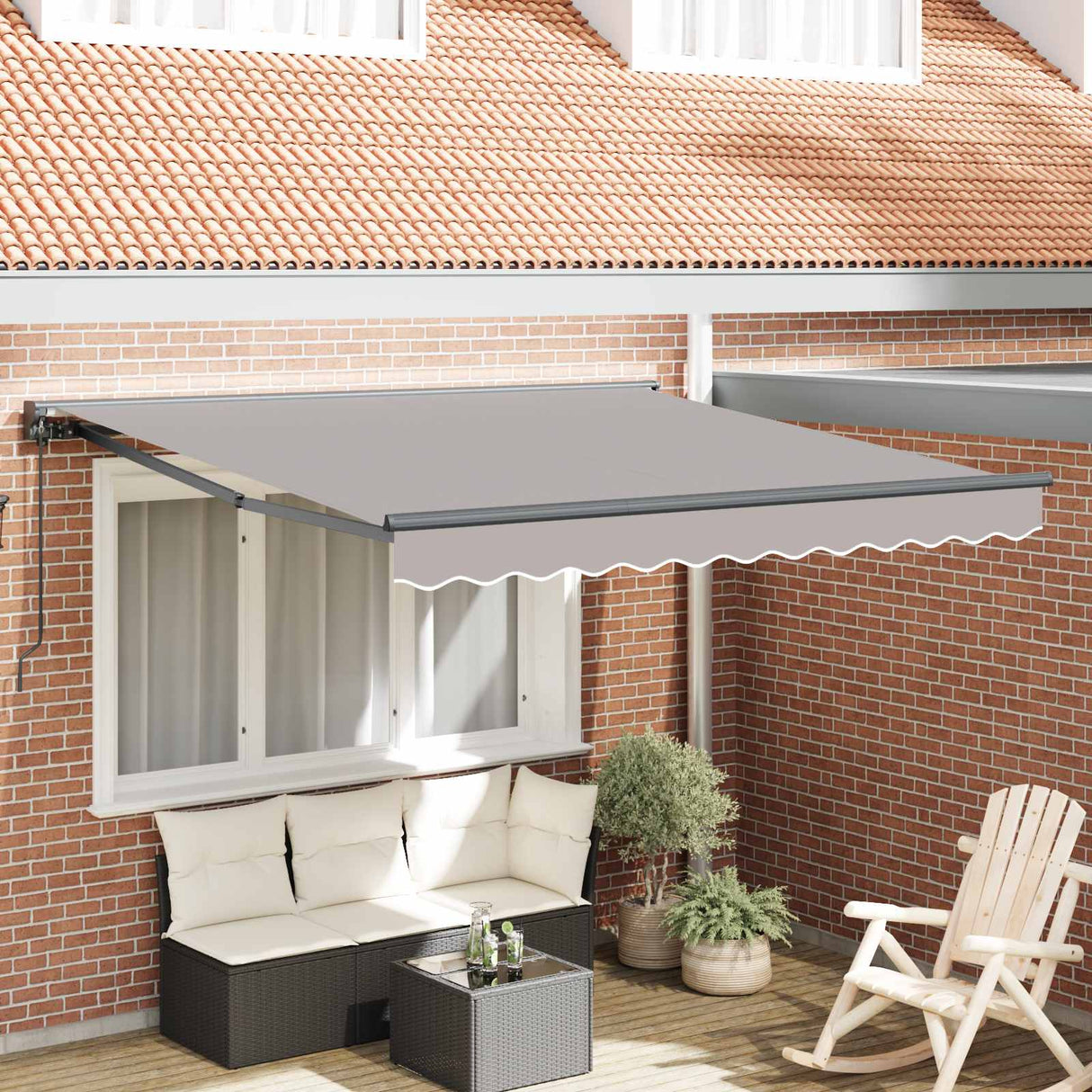 vidaXL Inklapbare Luifel Blauw en Wit 250 x 200 cm Aluminium en Stof