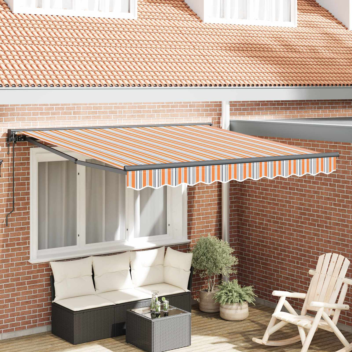 vidaXL Inklapbare Luifel Blauw en Wit 250 x 200 cm Aluminium en Stof