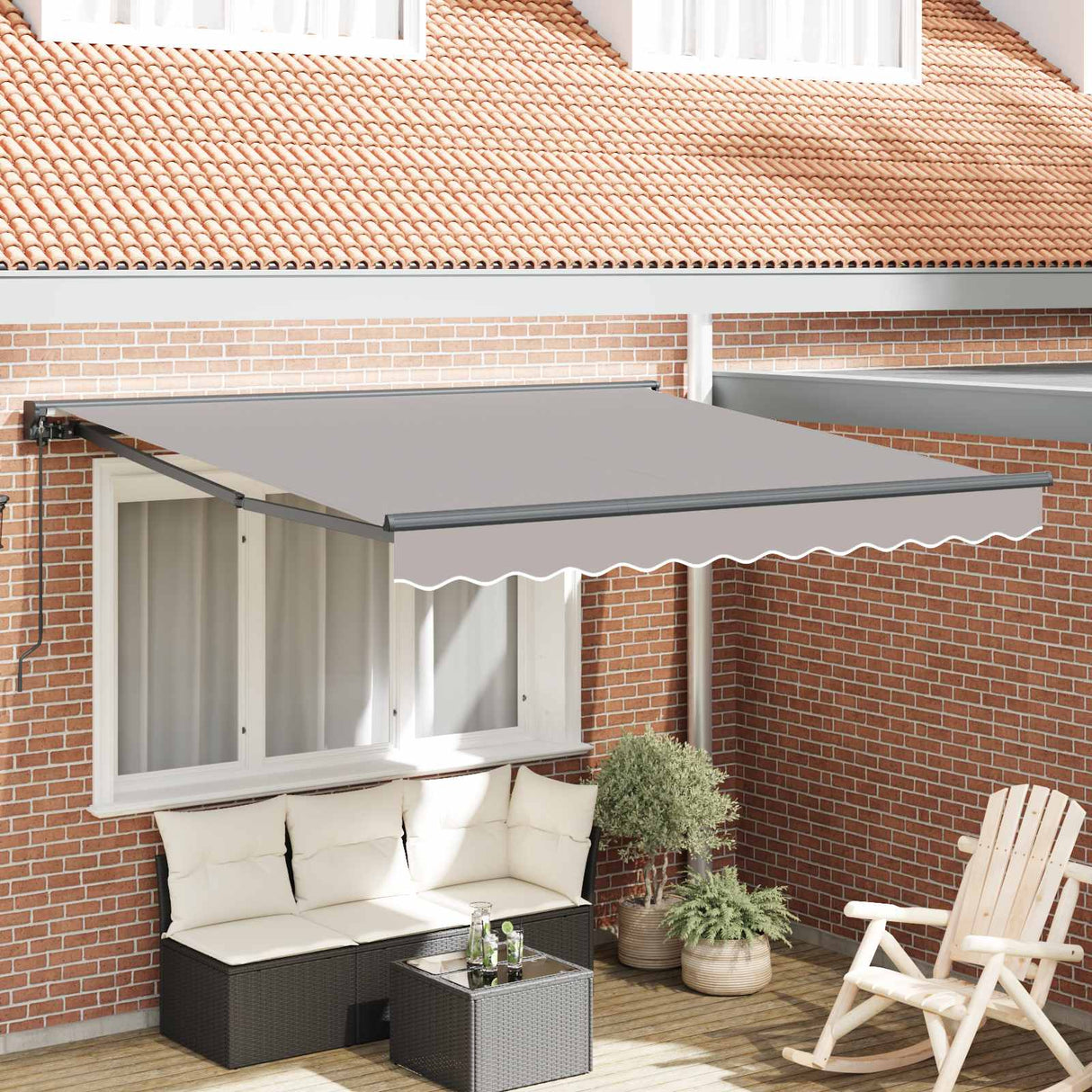 vidaXL Inklapbare Luifel Blauw en Wit 250 x 200 cm Aluminium en Stof