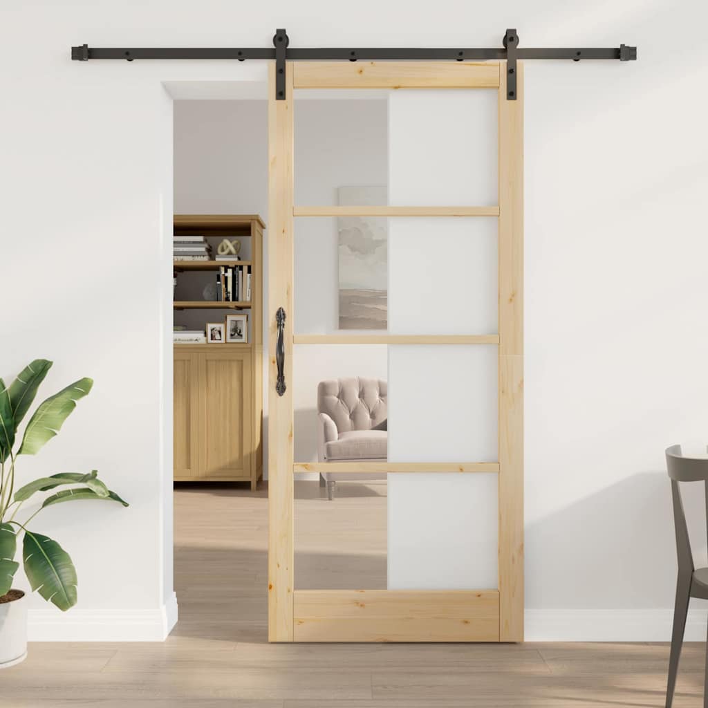 vidaXL Sliding Door ORKDAL White and Black 73.5 x 211 cm