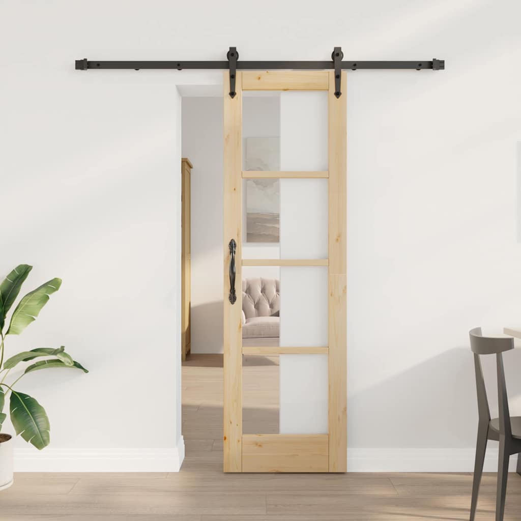 vidaXL Schuifdeur Wit 73,5 x 211 cm Massief grenenhout en glas