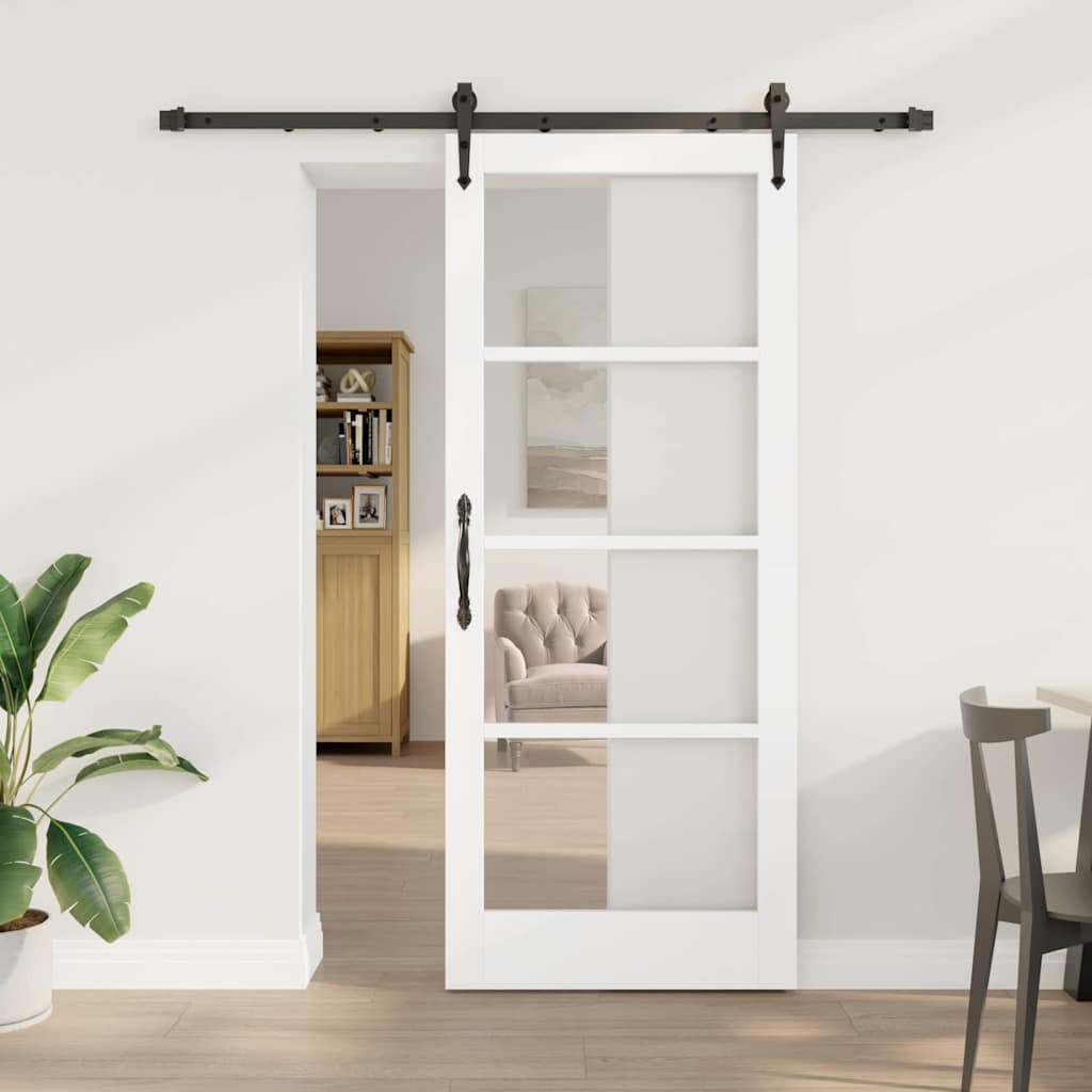 vidaXL Schuifdeur Wit 73,5 x 211 cm Massief grenenhout en glas