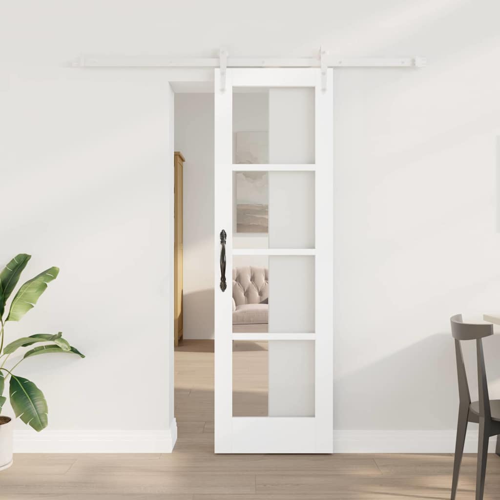 vidaXL Schuifdeur Wit 73,5 x 211 cm Massief grenenhout en glas
