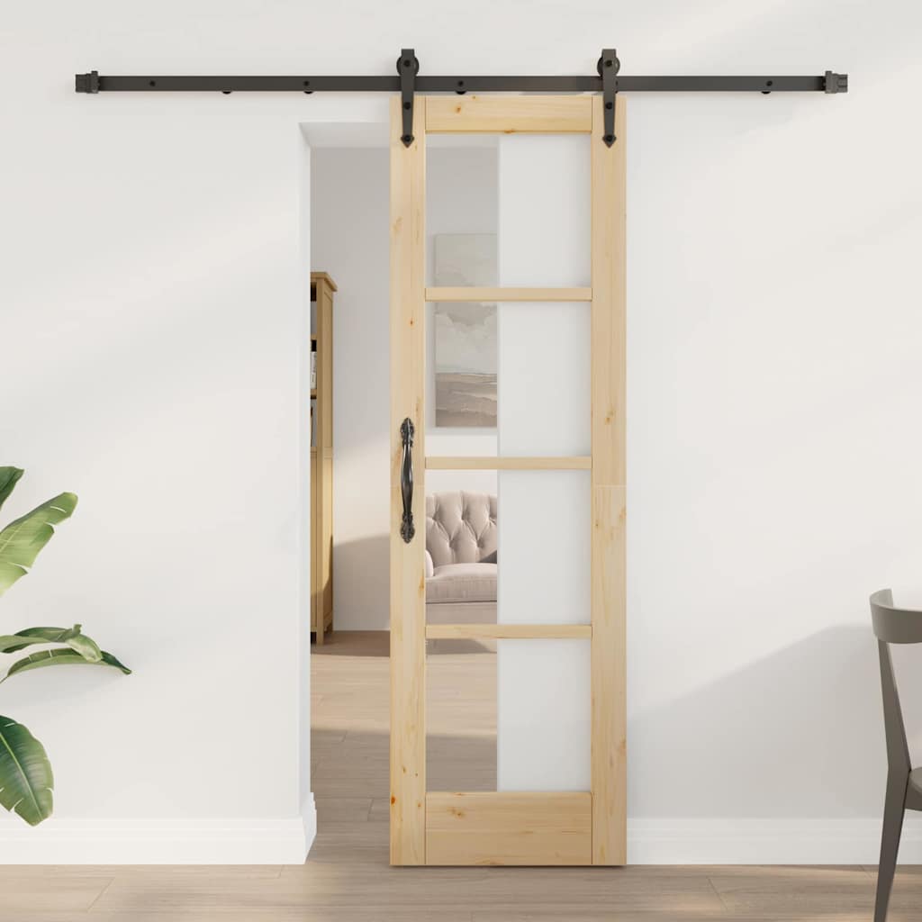 vidaXL Schuifdeur Wit 73,5 x 211 cm Massief grenenhout en glas