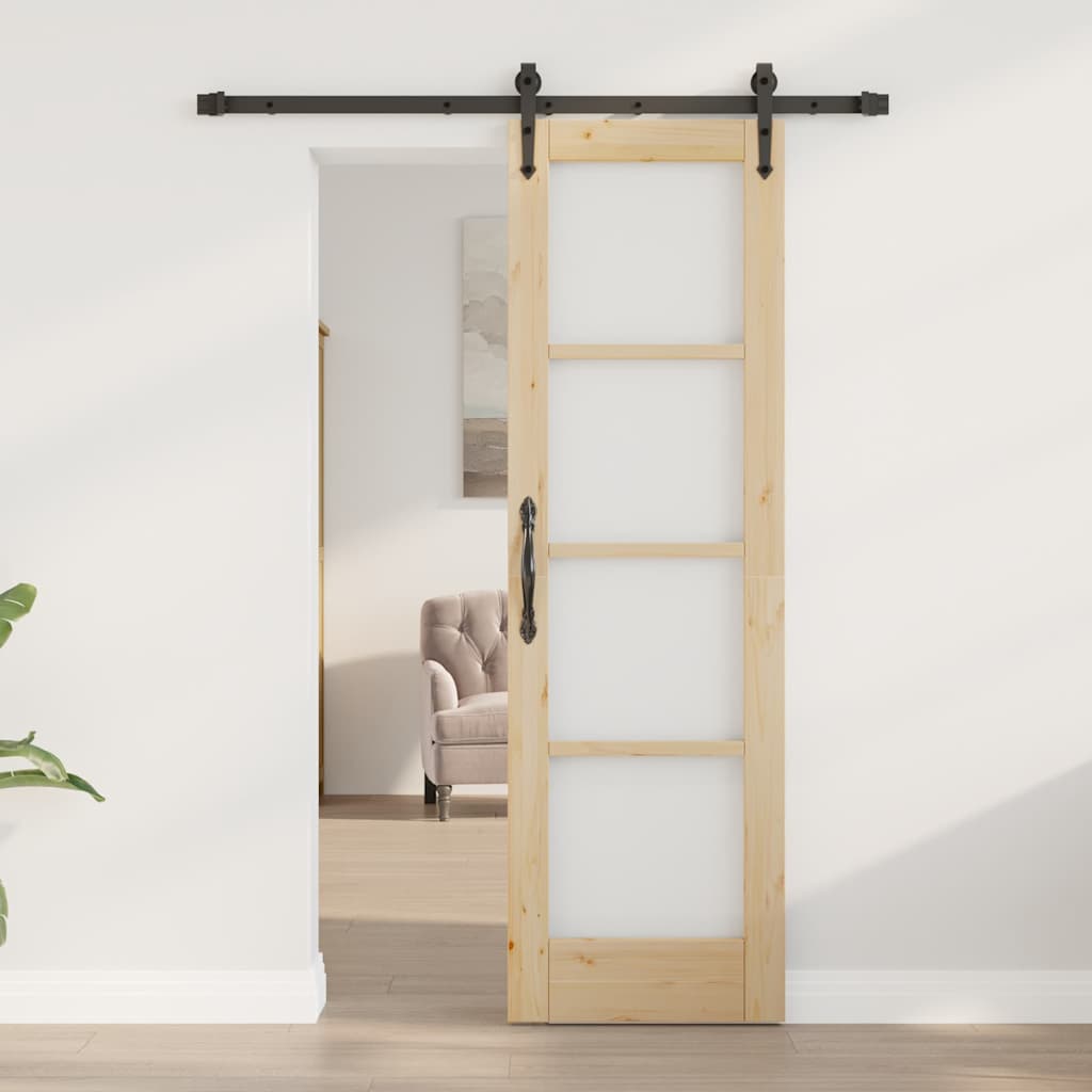vidaXL Sliding Door ORKDAL White 73.5 x 211 cm Solid Pine and Glass