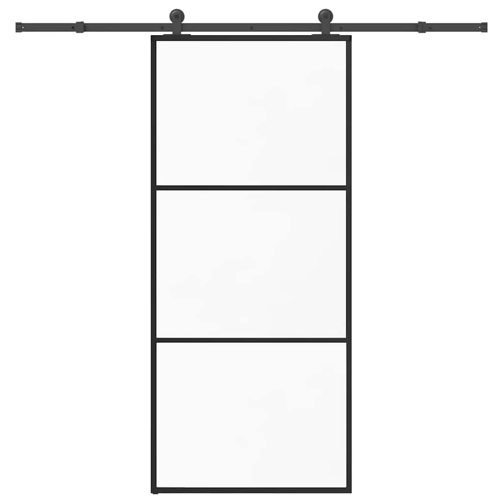 vidaXL Schuifdeur met beslag 76x205 cm ESG-glas en aluminium