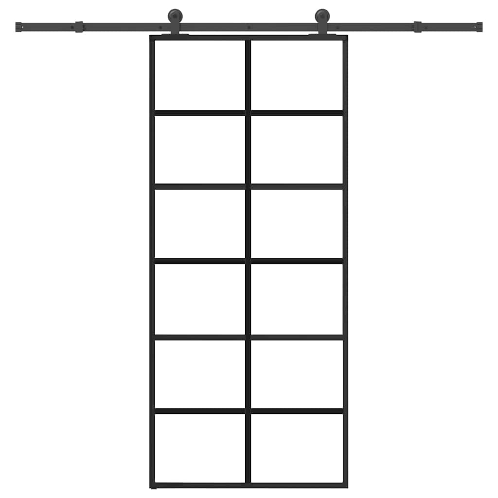 vidaXL Schuifdeur met beslag 76x205 cm ESG-glas en aluminium