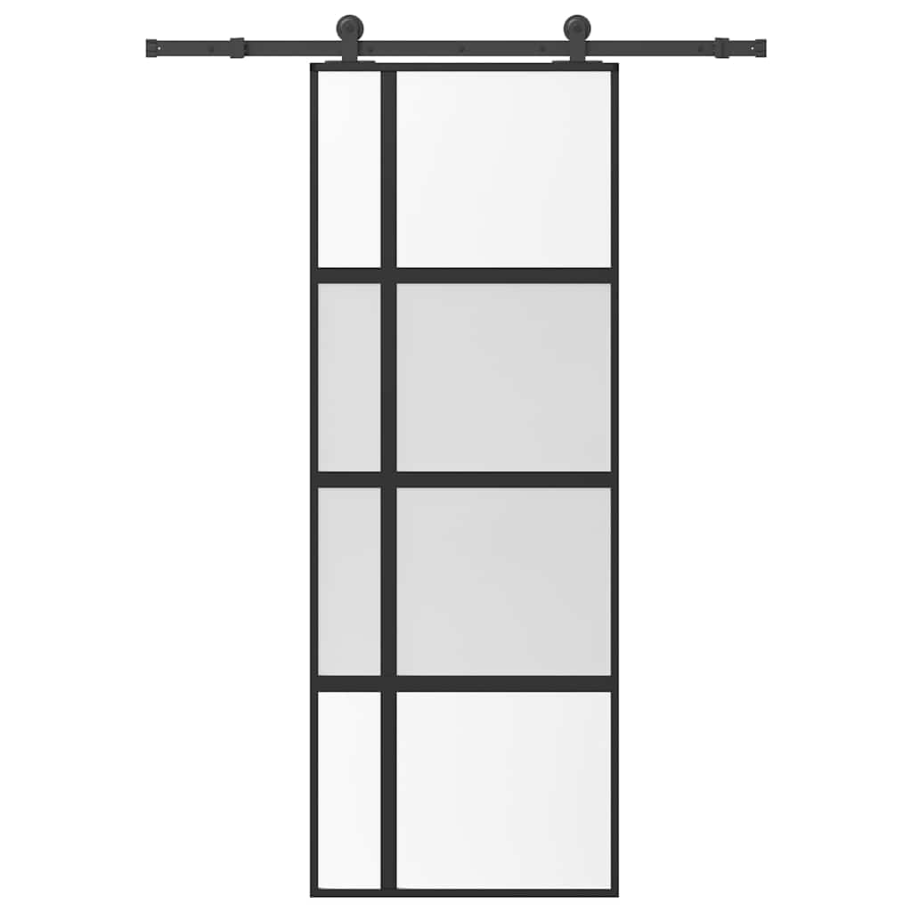 vidaXL Schuifdeur met beslag 76x205 cm ESG-glas en aluminium