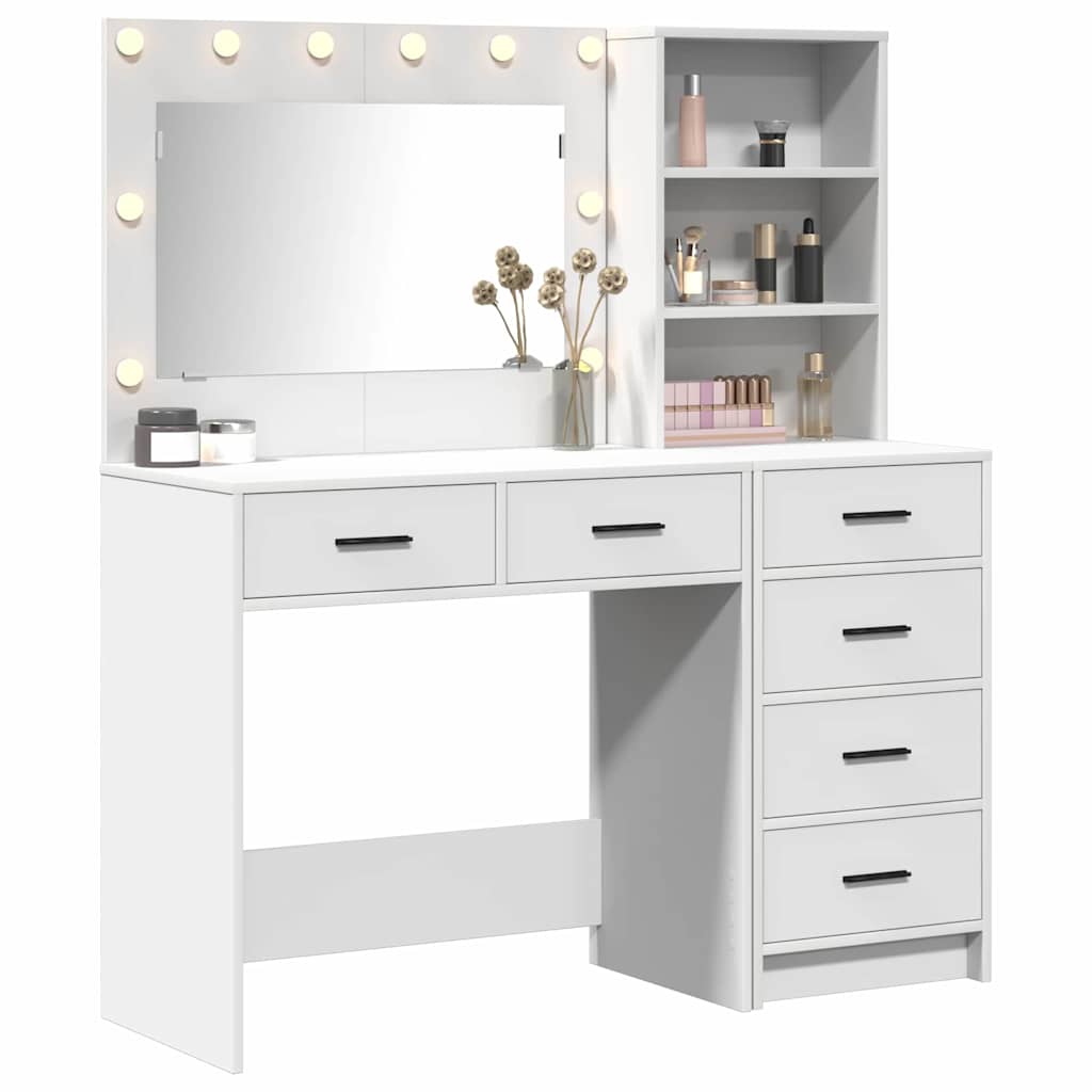 vidaXL Dressing Table with Drawer with Shelf White 78.5 x 41 x 135 cm Engineered Wood