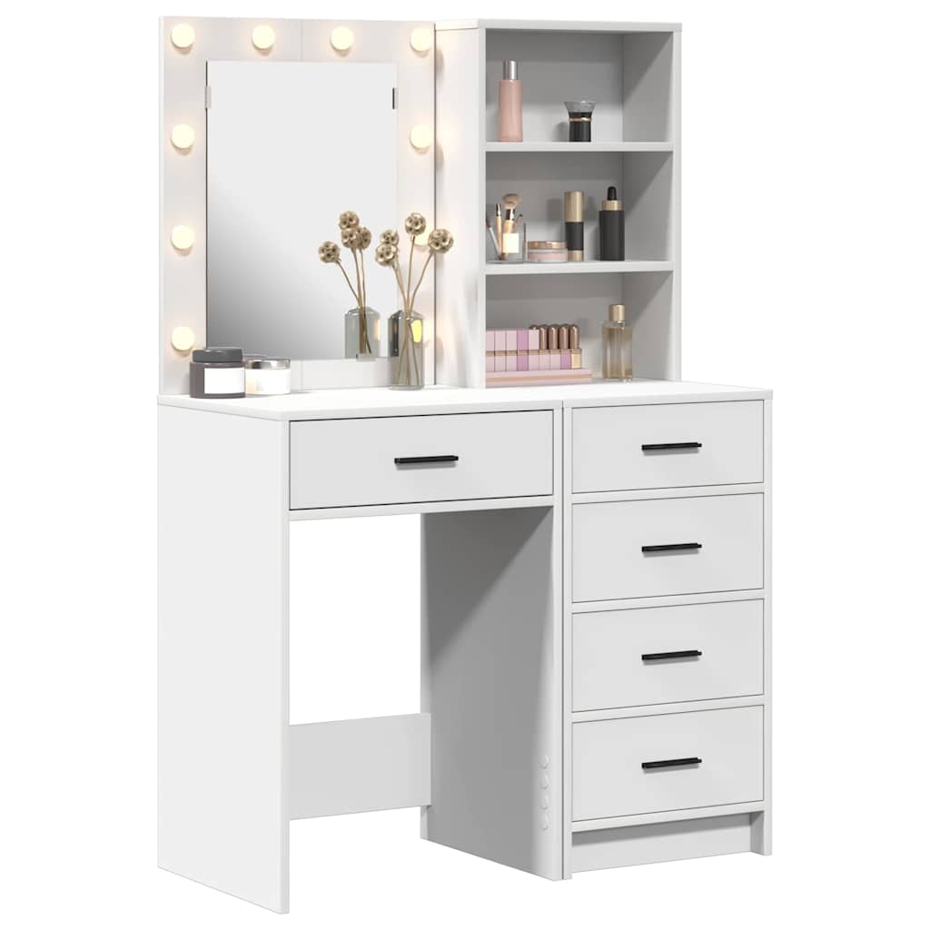 vidaXL Kaptafel met lade 2 pcs Wit 50 x 41 x 135 cm Bewerkt hout